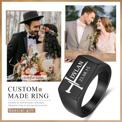 Anillo para hombre personalizado de 1 nombre-Jessemade ES