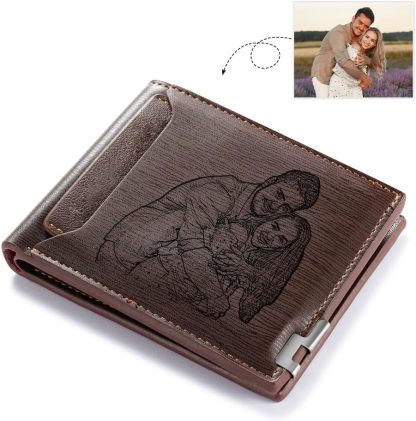 Pareja-Cartera, billetera con 1 foto y 3 textos personalizados, monedero clásico para hombre | Jessemade
