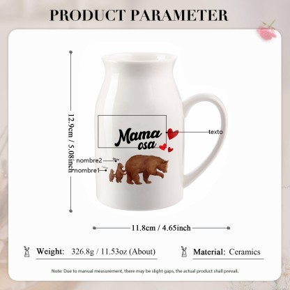 Florero de cerámica mamaosa y sus bebés 2-8 nombres personalizados con texto decoración del hogar-Jessemade ES