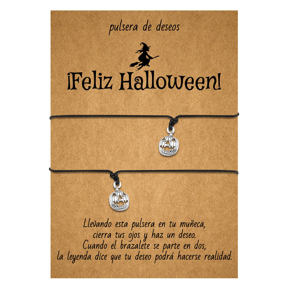 Pulsera de deseos-Unidad de 2 pulseras de calabaza🎃 ¡Feliz Halloween!-Jessemade ES