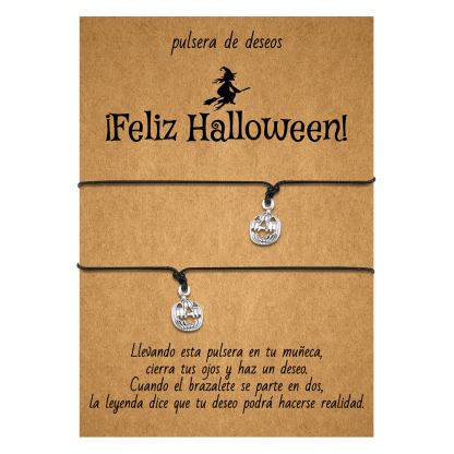 Pulsera de deseos-Unidad de 2 pulseras de calabaza🎃 ¡Feliz Halloween!-Jessemade ES