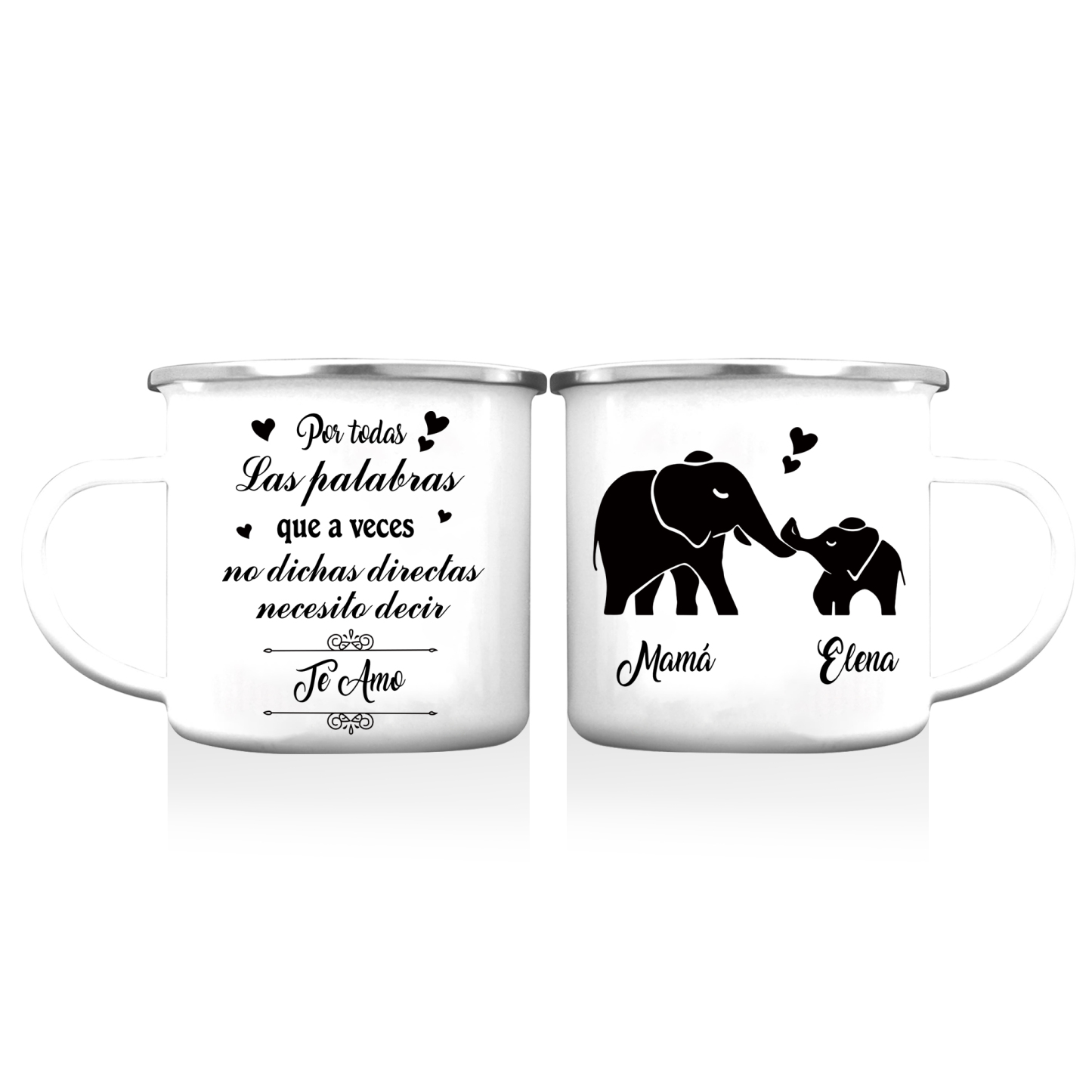 Taza para familia elefantes 2 nombres personalizados-Jessemade ES