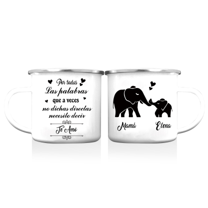 Taza para familia elefantes 2 nombres personalizados-Jessemade ES