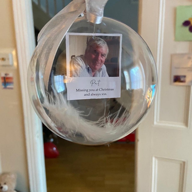 Bola navideña Adorno de Navidad 1 foto y 1 texto  personalizados