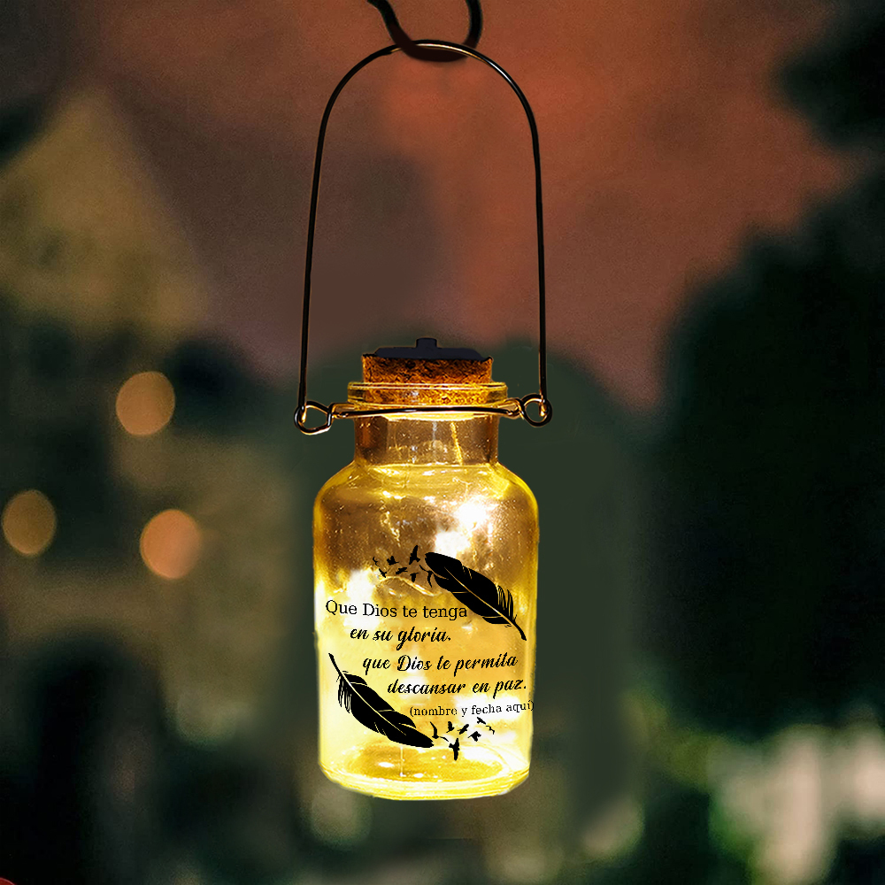 Botella de Lámpara Conmemorativa con texto personalizado con nombre y fecha a ser querido-Jessemade ES