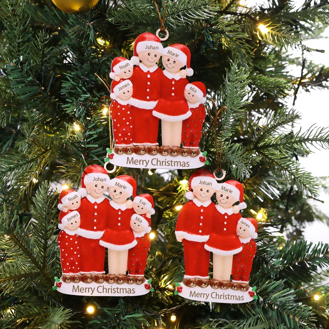 Navidad-Muñecos Ornamentos Navideños 3 Nombres con Texto Personalizados Adorno de Madera
