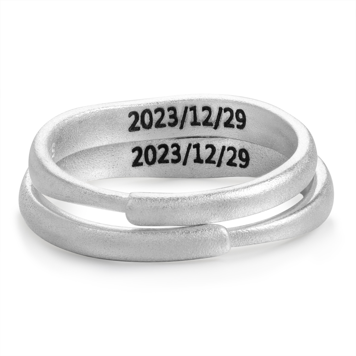 Anillos para Pareja de Corazón Plata 925 Personalizados de 2 Letras y Fecha Anillos Ajustables Alianza-Jessemade ES