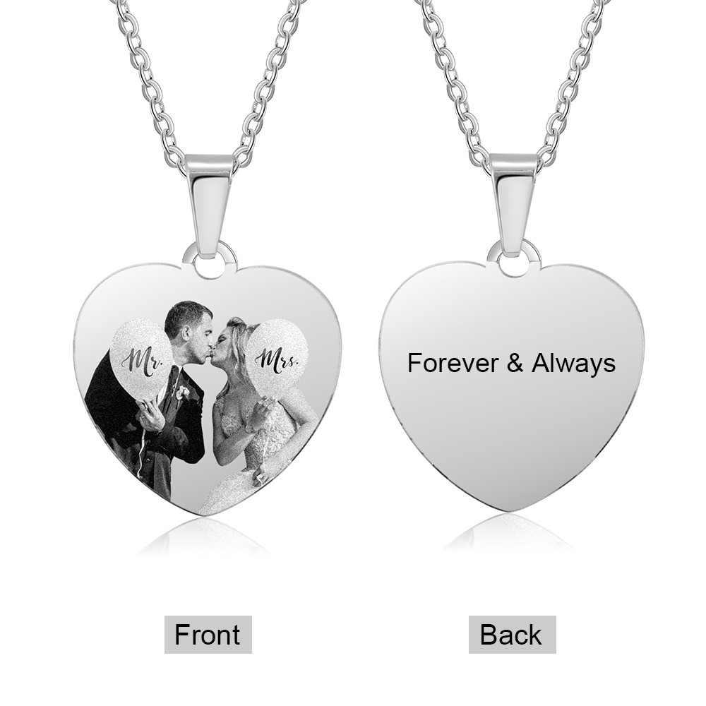 Collar de corazón con 1 foto personalizada y 1 nombre