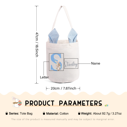 Pascua-Bolsa de conejo con 1 nombre y 1 letra personalizados-Jessemade ES