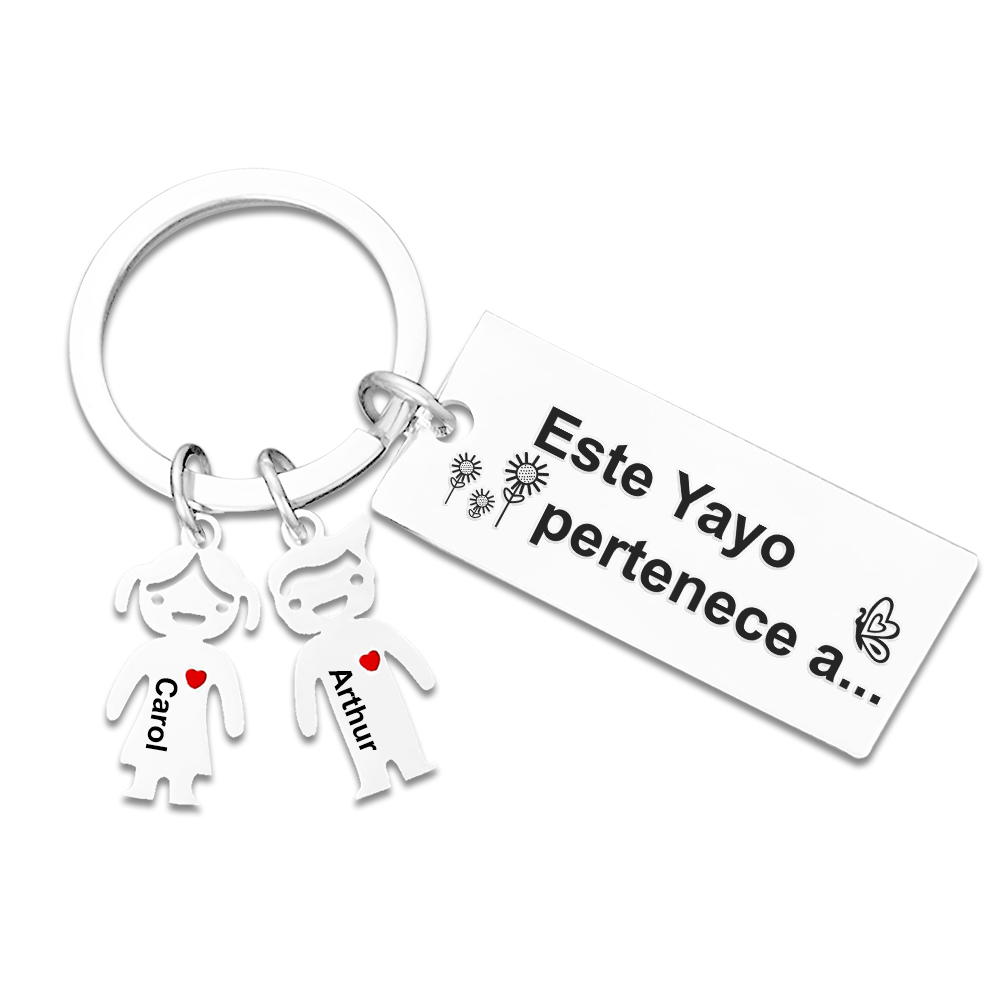 A mi abuelo - Llavero con 1-6 nombres personalizados en "niños" "Este Yayo pertenece a..."-Jessemade ES