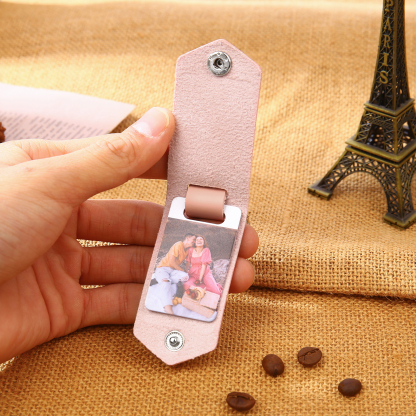 Llavero para pareja de cuero personalizado con texto y foto-Jessemade ES