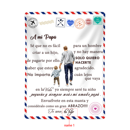 A mi padre de hijo-Manta de buen calidad con siluetas y personalizada con 1 nombre-Jessemade ES