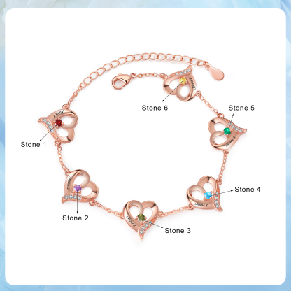 Pulsera 1-7 nombres y piedras personalizados con dije de corazón-Jessemade ES