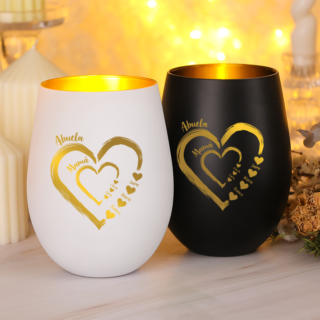 Portavelas de cristal personalizado con 2–18 nombres para la abuela o la madre (vela no incluida)