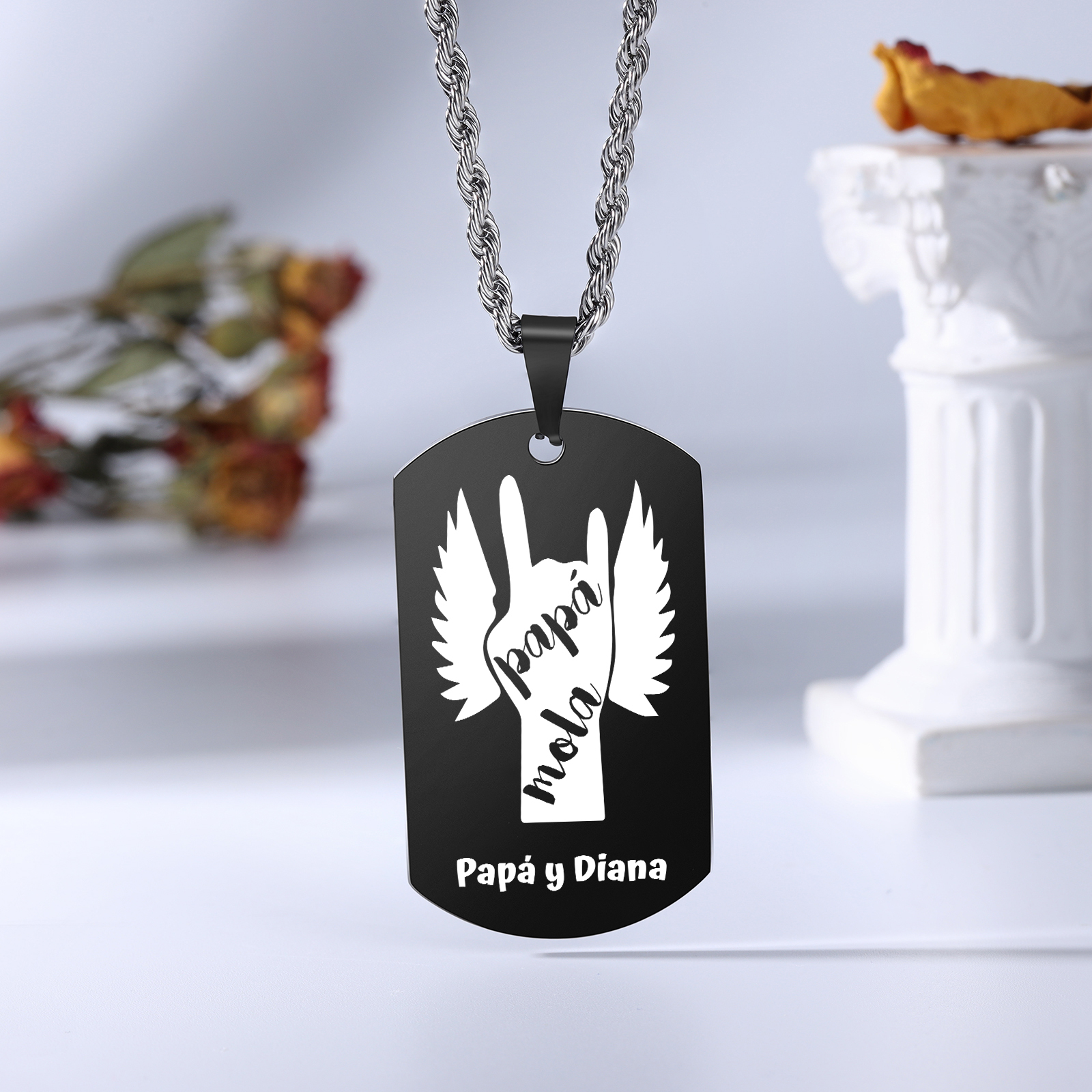 A MI PAPÁ-Collar "papá mola" de placa personalizada con texto y foto-Jessemade ES