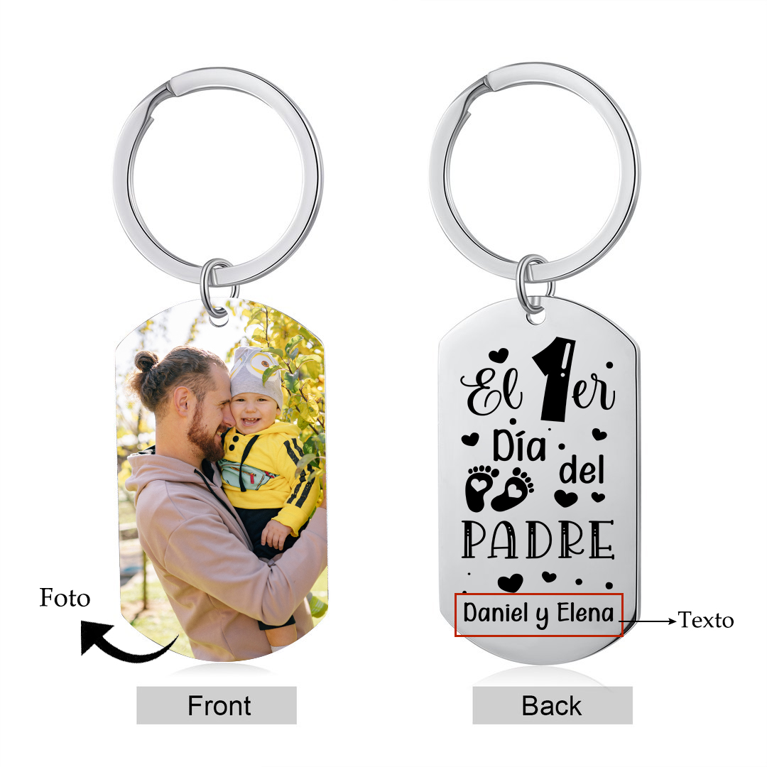A mi papá-Llavero Personalizado El 1er Día del PADRE 1 Foto y 1 Texto-Jessemade ES