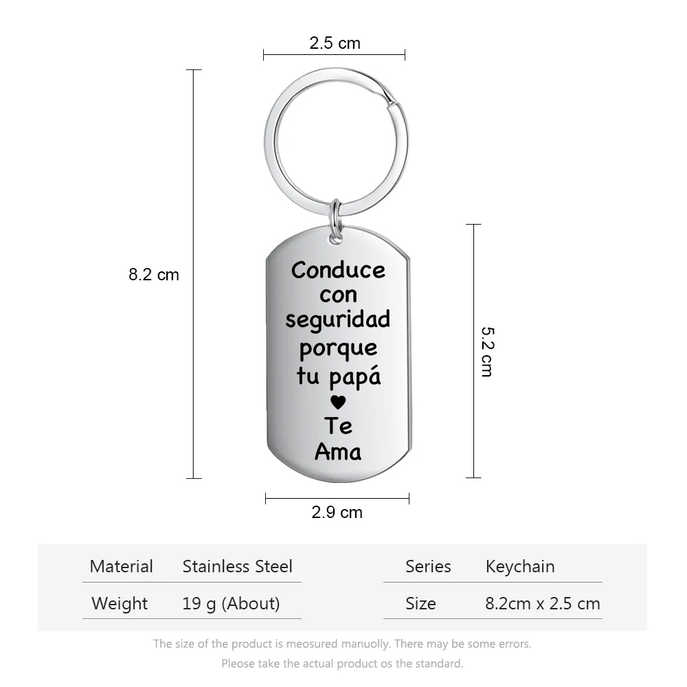 A mi hijo-Llavero de placa "Conduce con seguridad" de padres-Jessemade ES