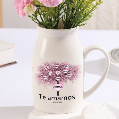 Florero de cerámica árbol de corazones 2-9 nombres personalizados con 2 textos decoración del hogar-Jessemade ES