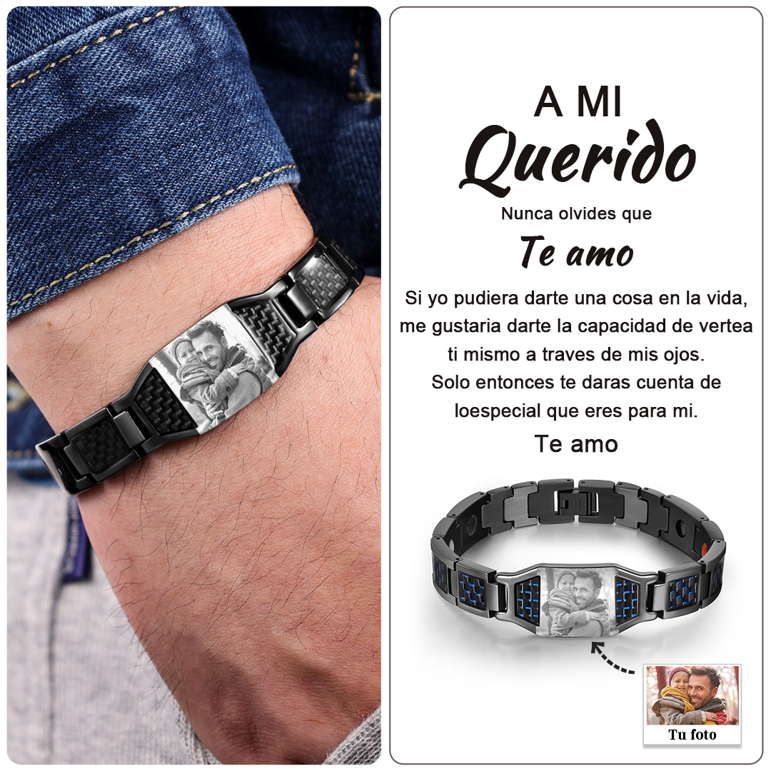 A mi querido-Pulsera magnética para hombre Pulsera con 1 foto personalizada