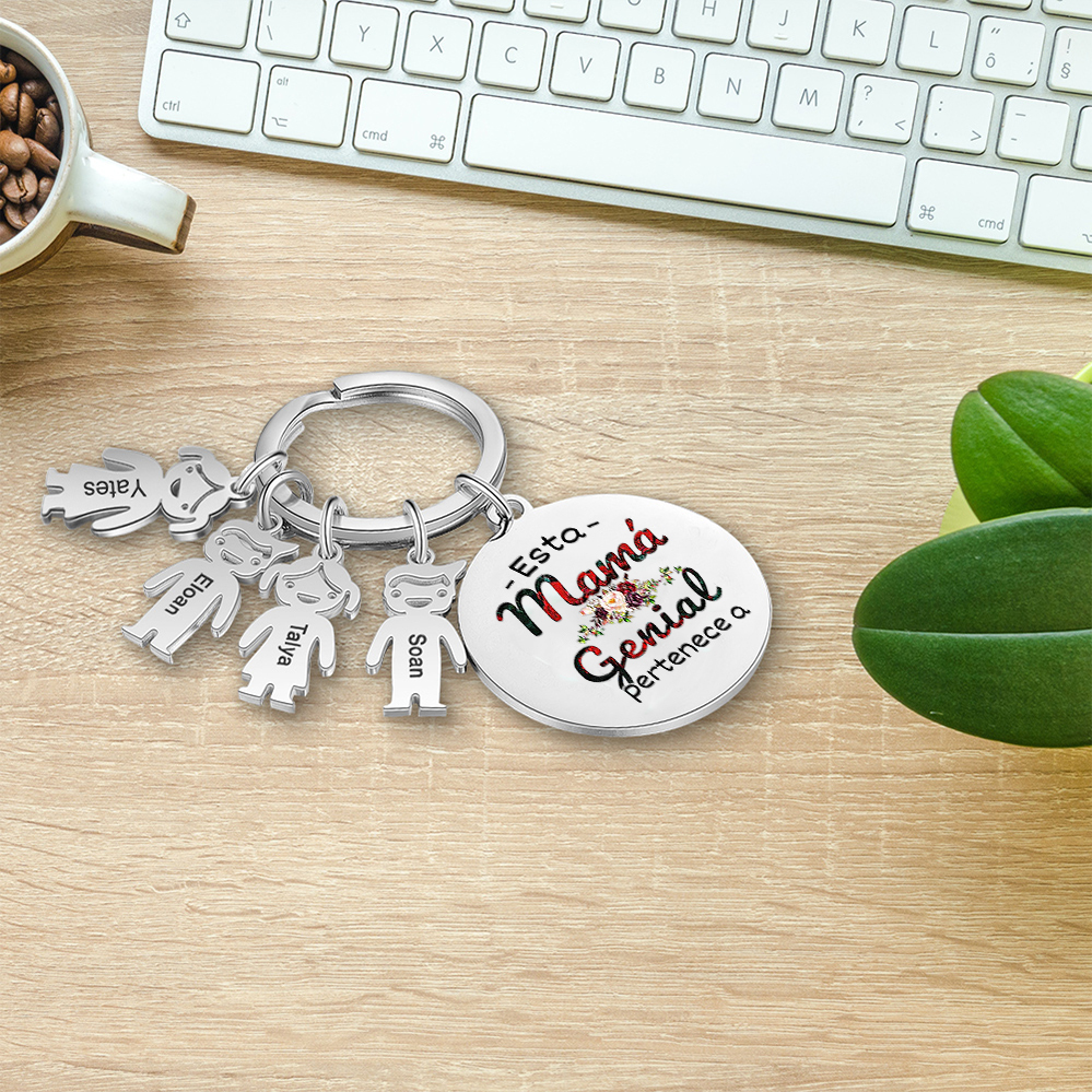 A mi mamá - Llavero 1-5 Nombres Personalizado con Charms de Niños-Jessemade ES