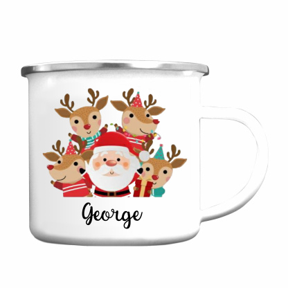 Navidad-Taza Papá Noel y renos para niños con 1 nombre personalizado-Jessemade ES