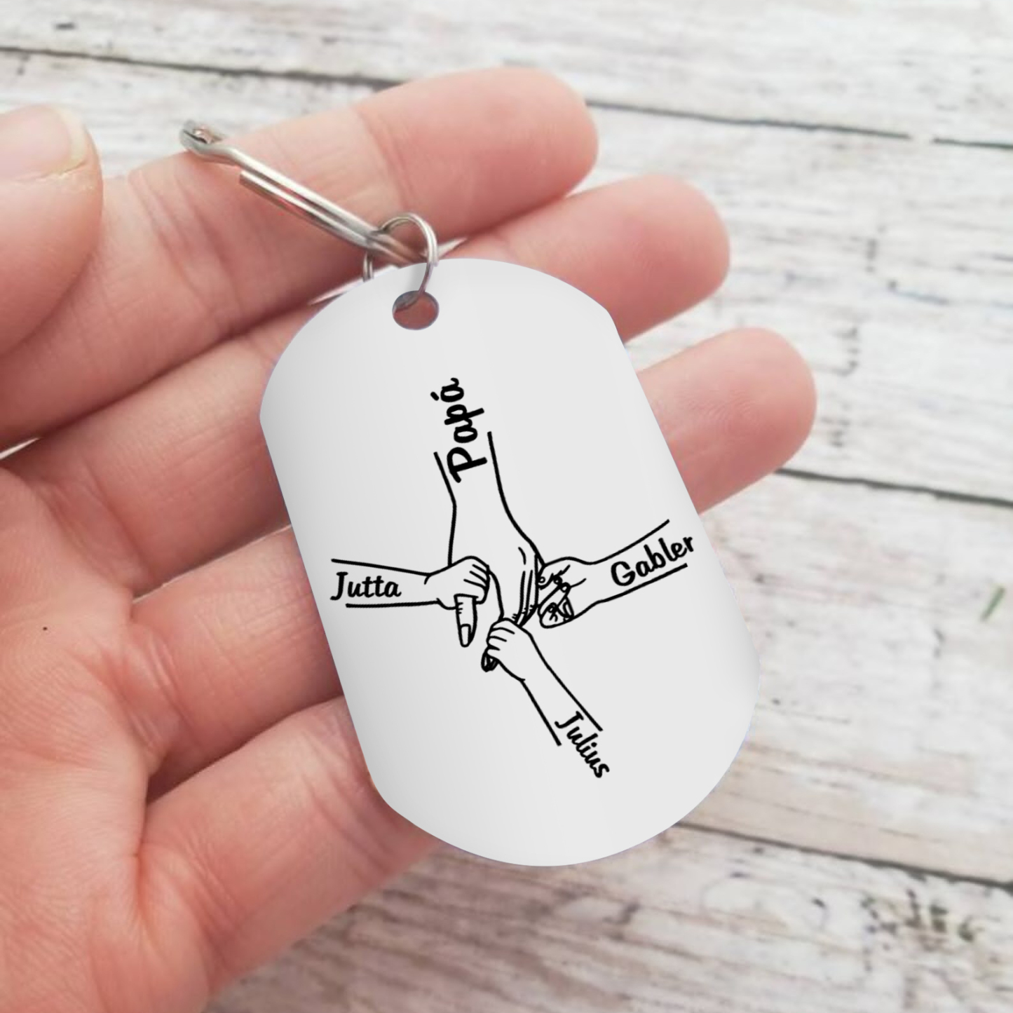 A mi papá-Llavero Personalizado MANOS COGIDAS 1-5 Nombres-Jessemade ES