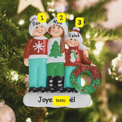 Navidad-Ornamento muñecos navideño de madera 3 nombres y 1 texto personalizados adorno del árbol