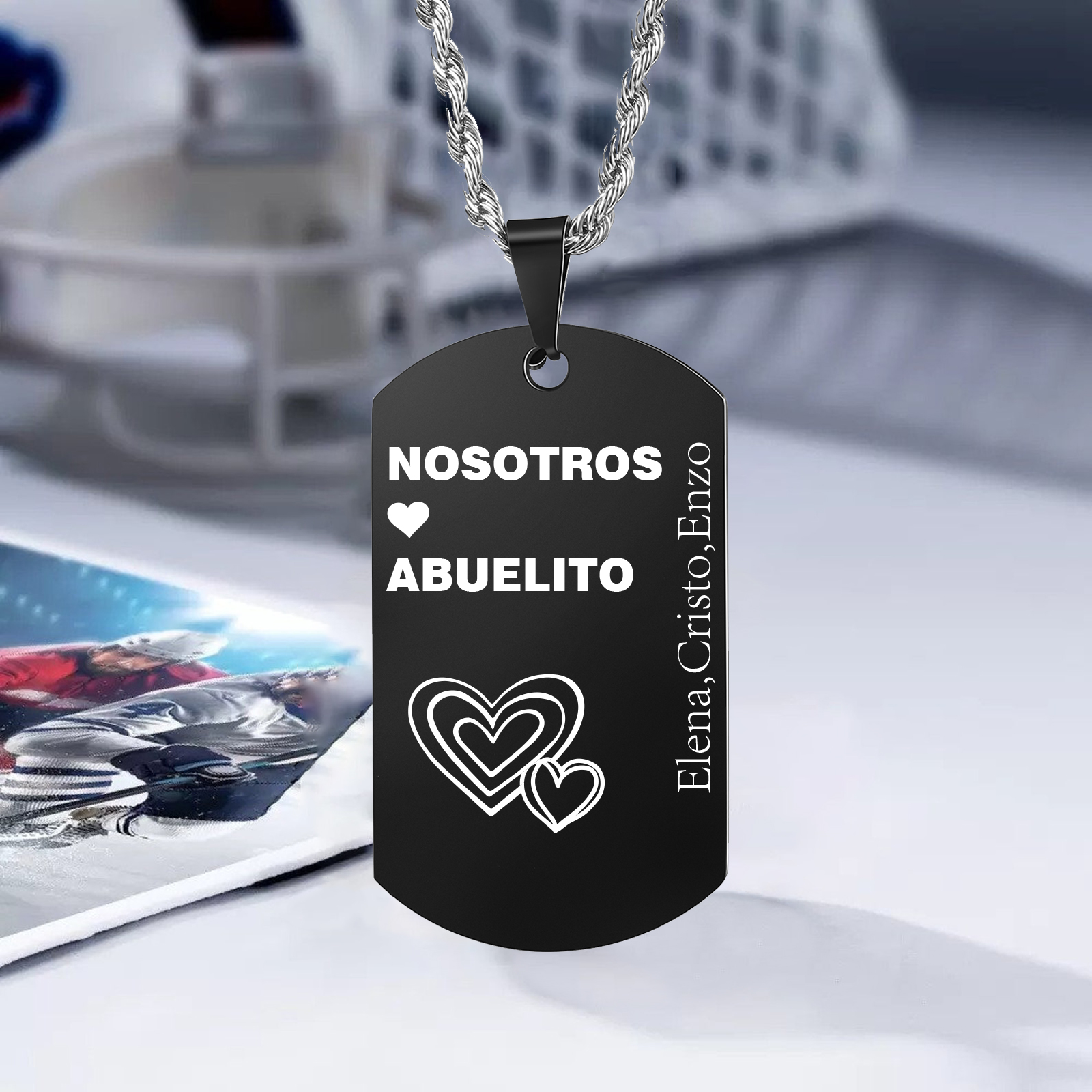 A MI ABUELO-Collar abuelo y nietos de placa personalizada con 1 texto-Jessemade ES