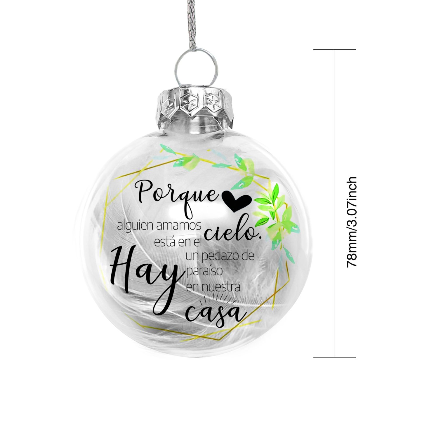Bola navideña conmemorativa Adorno de Navidad con pluma -Jessemade ES