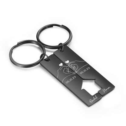 A mi querido-Llavero con casa encajada para pareja posando corazón con manos 2 nombres, 2 letras personalizadas con fecha-Jessemade ES