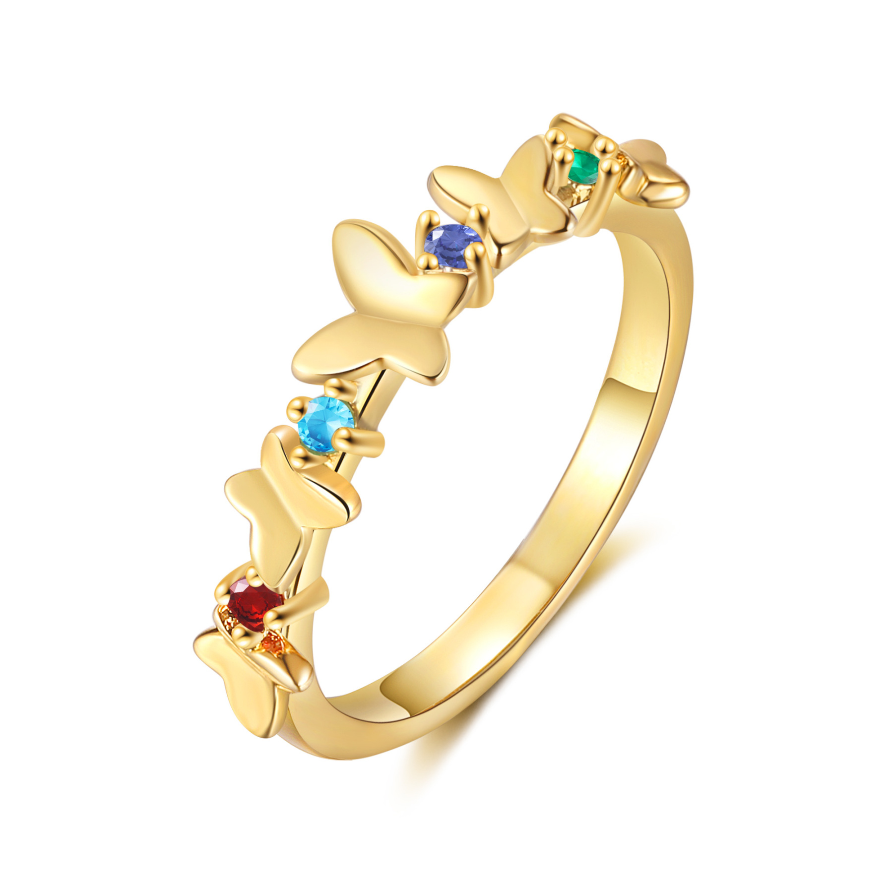 Anillo de mariposa personalizado con 4 piedras de nacimiento anillo familia-Jessemade ES