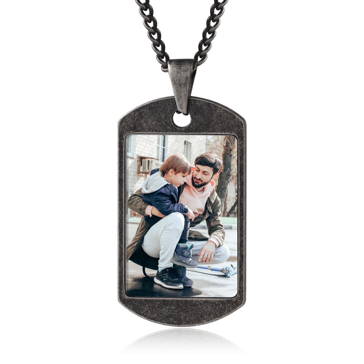 Collar personalizado con 1 foto y 1 texto para hombre-Jessemade ES