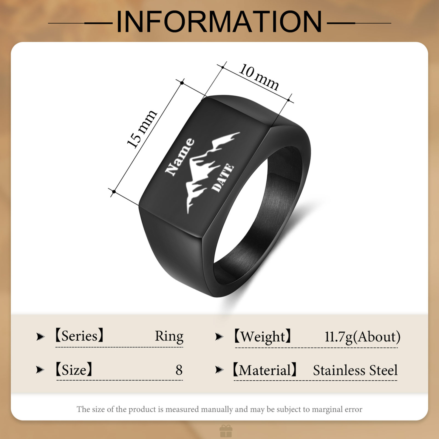 Anillo para hombre personalizado de 1 nombre-Jessemade ES