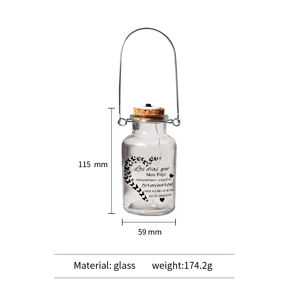 Botella de Lámpara Conmemorativa con frase personalizado con texto a ser querido-Jessemade ES