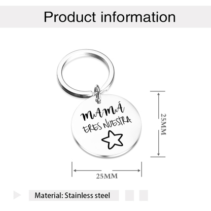 A mi mamá - Llavero de placa redonda "mamá, nuestra estrella" con 1 foto personalizada-Jessemade ES