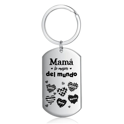 A mi mamá-Llavero 1-6 Nombres Personalizados CORAZONES-Jessemade ES