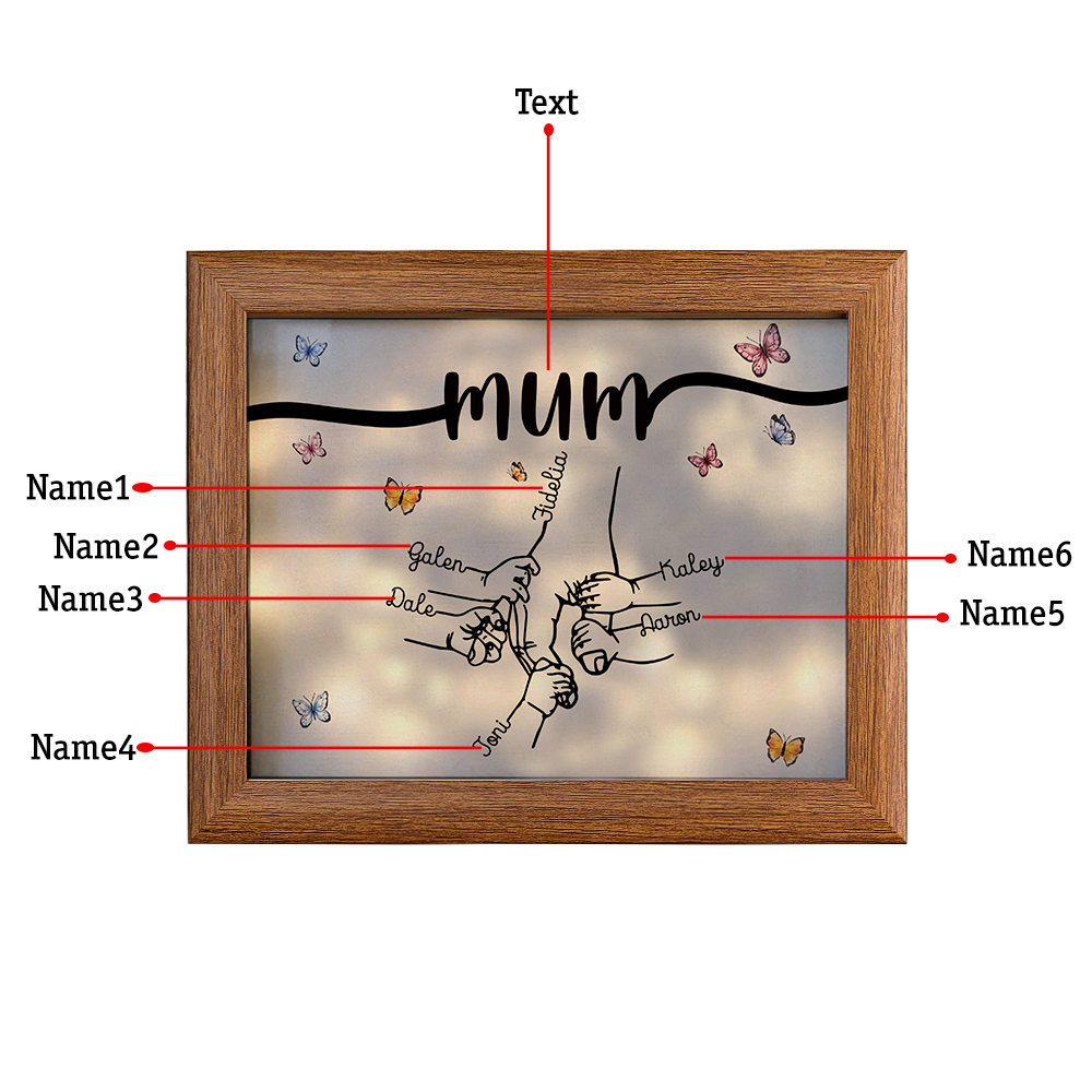 A mi mamá-Marco de 2-7 nombres y 1 texto personalizados de madera-Jessemade ES