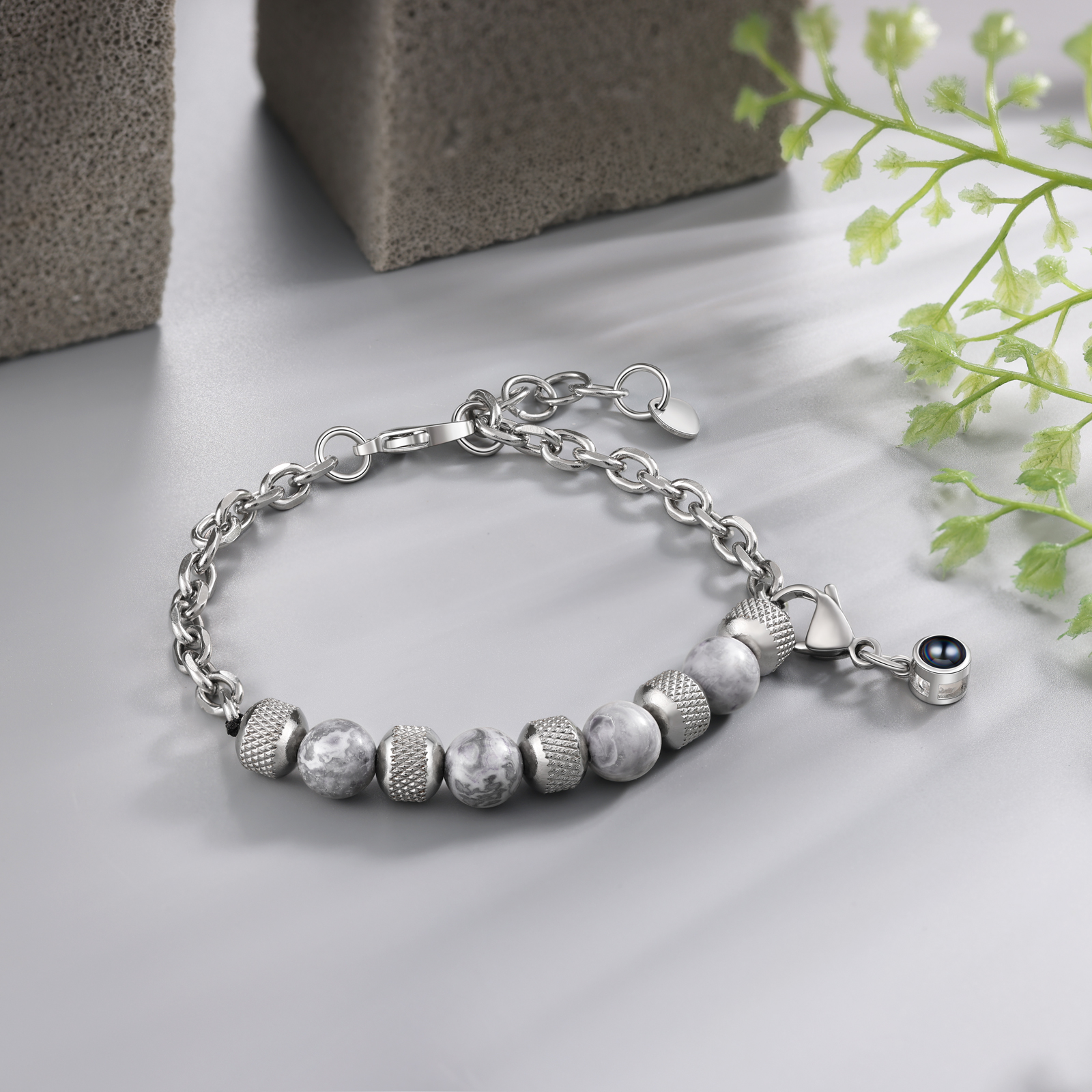 Pulsera de piedras con colgante de proyección de foto en color -Jessemade ES