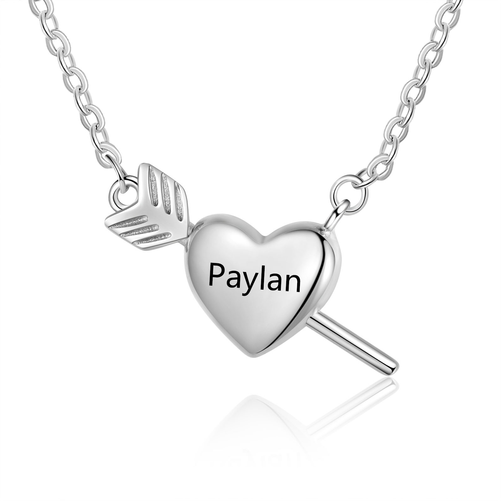 Collar de flecha en el corazón personalizado con 1 nombre para pareja-Jessemade ES