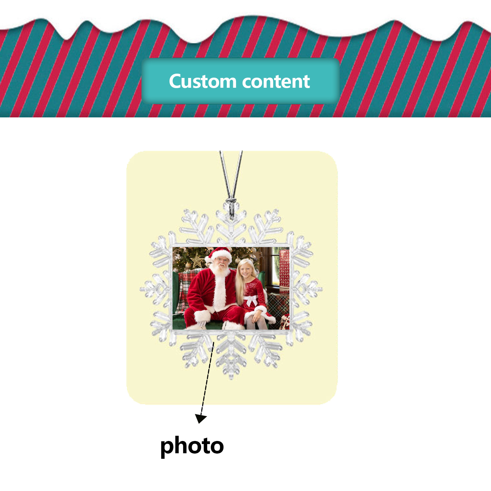 Navidad-Ornamento navideño copo de nieve con 1 foto personalizada adorno del árbol