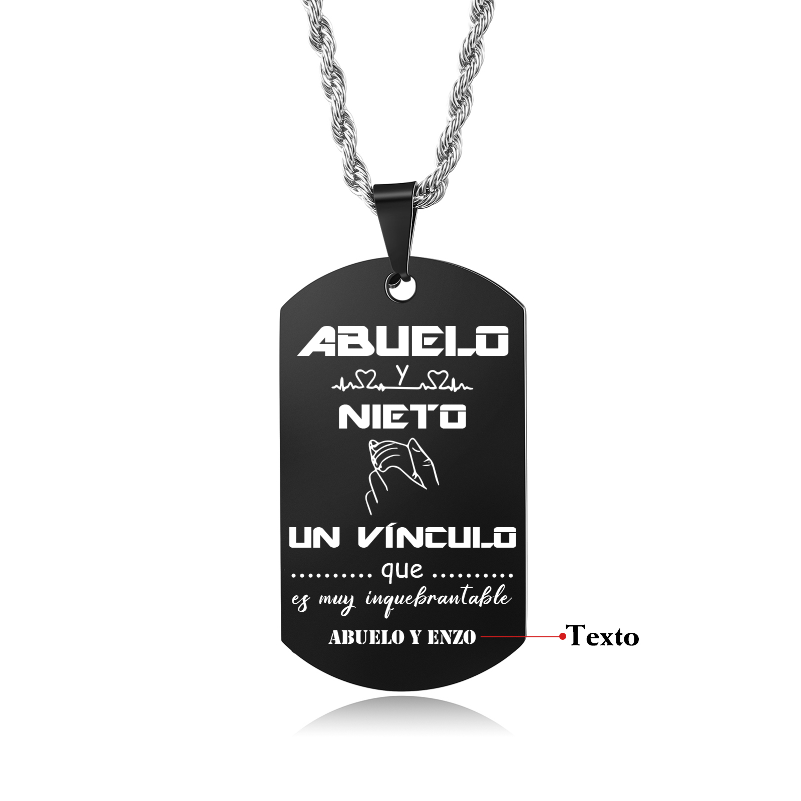 A MI ABUELO-Collar vínculo entre abuelo y nieto de placa personalizada con 1 texto-Jessemade ES