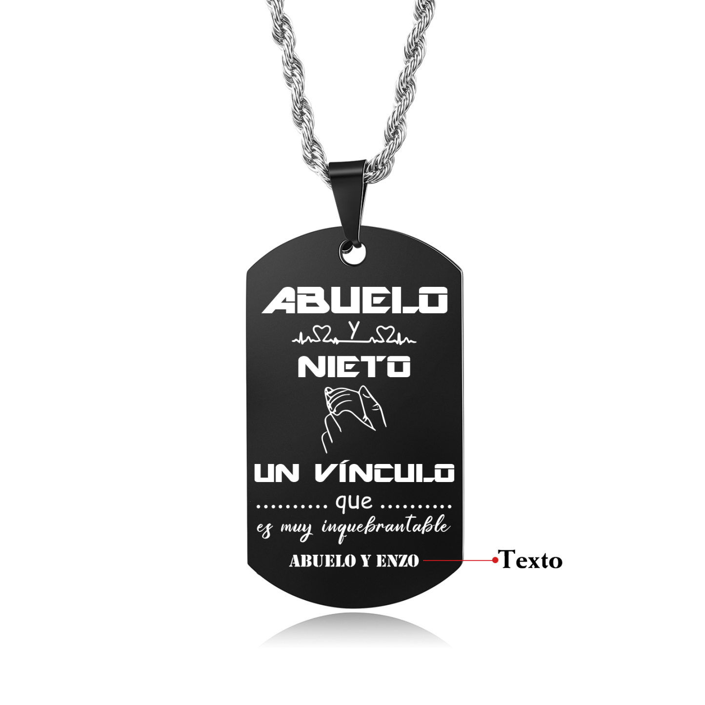 A MI ABUELO-Collar vínculo entre abuelo y nieto de placa personalizada con 1 texto-Jessemade ES