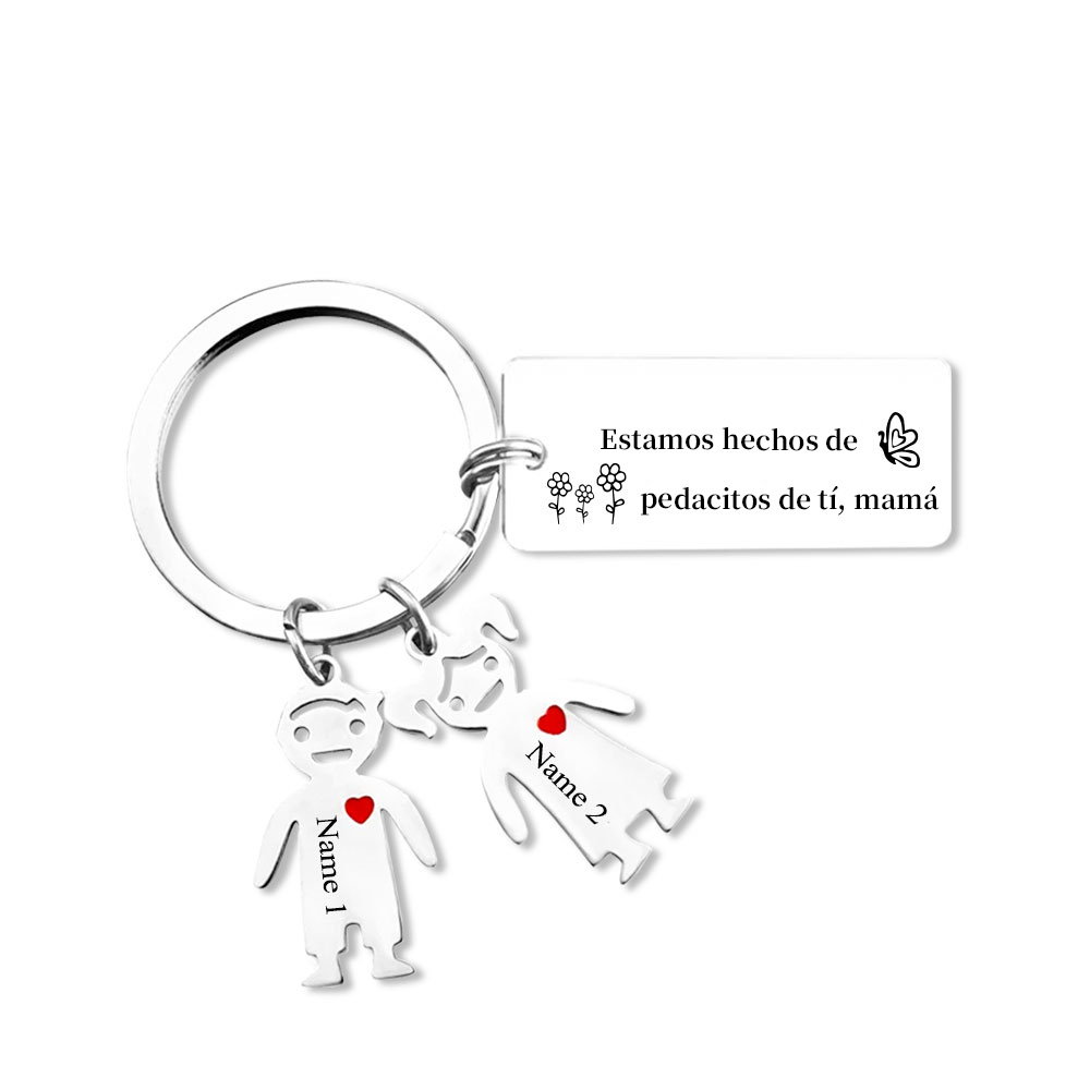A mi mamá - Llavero 1-6 Nombres Personalizado con Charms de Niños-Jessemade ES