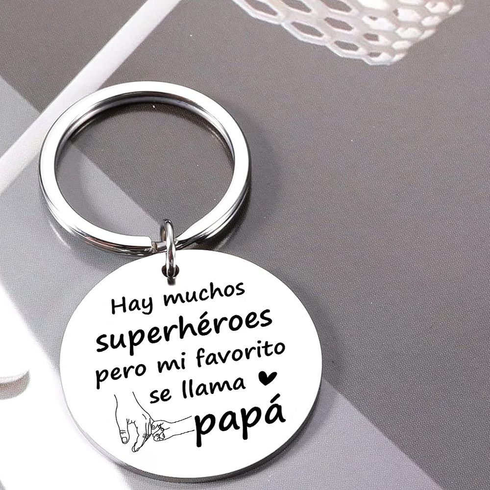 A mi papá-Llavero de placa redonda "papá mi superhéroe"-Jessemade ES
