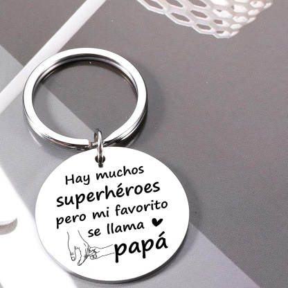 A mi papá-Llavero de placa redonda "papá mi superhéroe"-Jessemade ES
