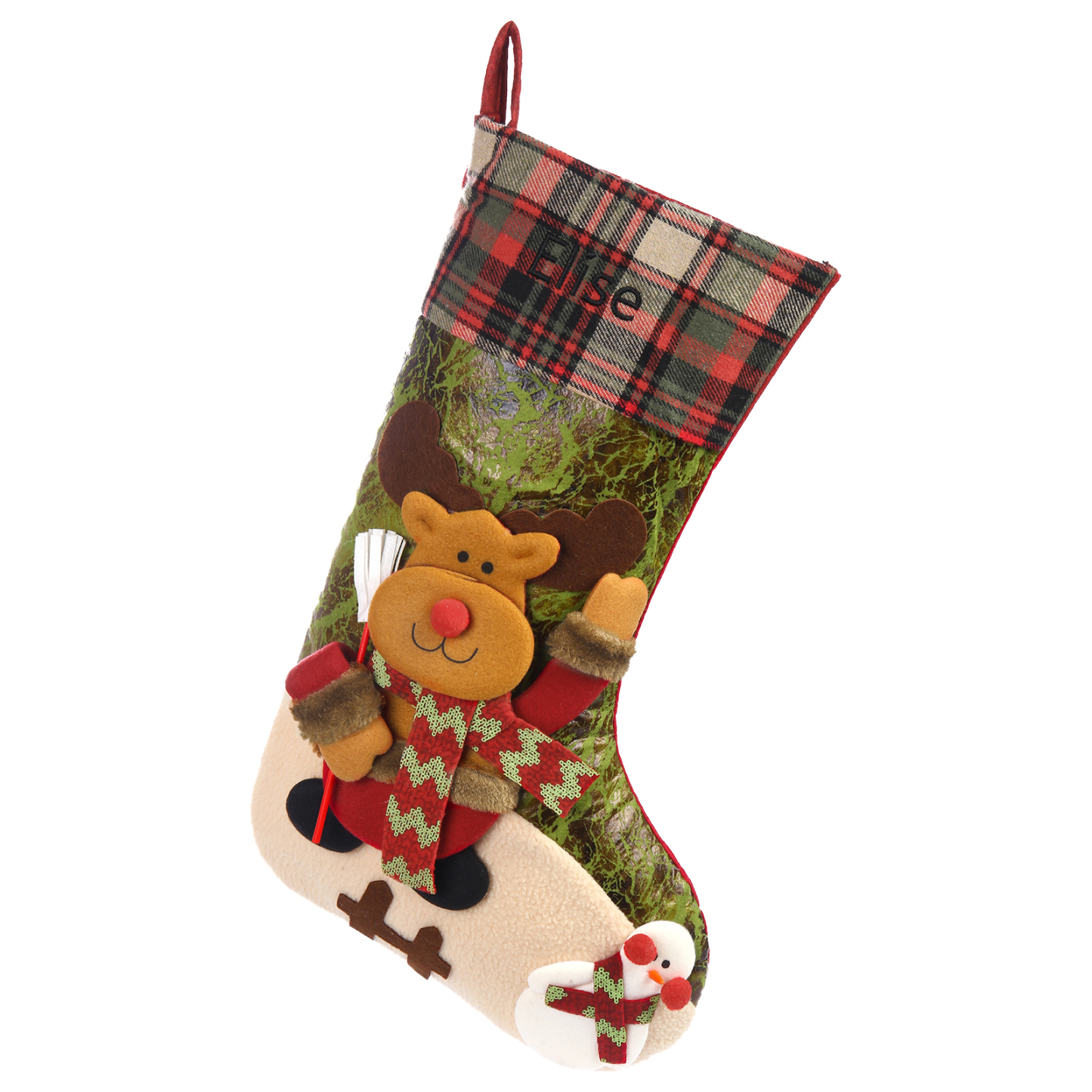 Adornos de medias navideñas con muñeco Bolsa de regalo 1 Nombre personalizado-Jessemade ES
