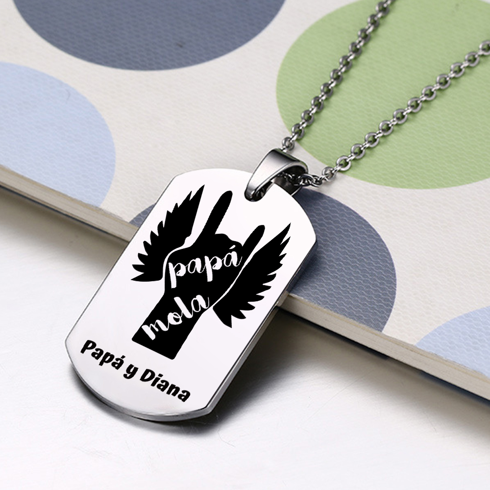 A MI PAPÁ-Collar "papá mola" de placa personalizada con texto y foto-Jessemade ES