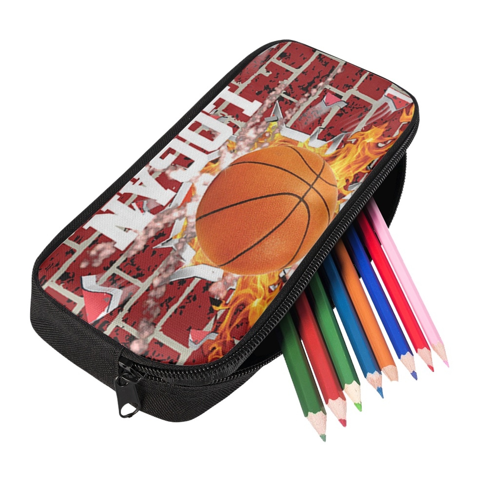 Estuche personalizado con nombre con diseños coloridos de pelota para niños