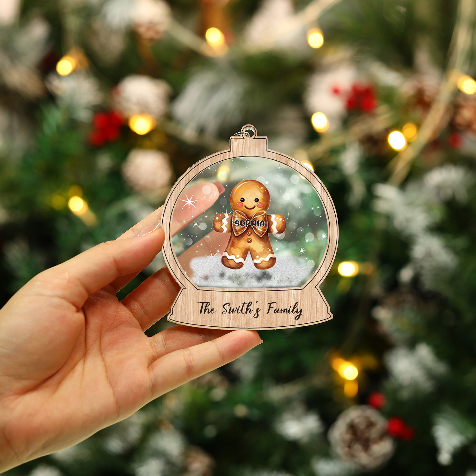 Navidad-Ornamentos Navideños de Acrílico Bola de Cristal 1 Nombre con Texto Personalizados
