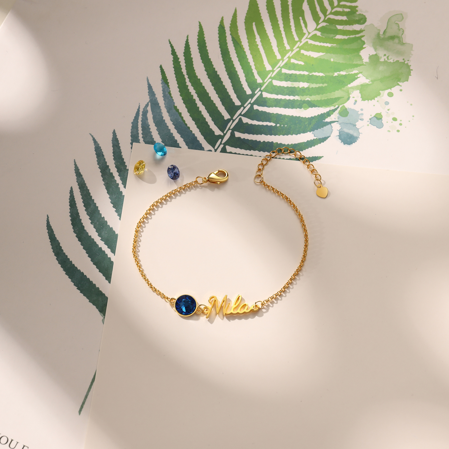 Pulsera personalizada de 1-5 nombres con 1-5 piedras de nacimiento-Jessemade ES